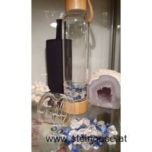 Glasflasche mit Sodalith + Lapis Lazuli + Bergkristall